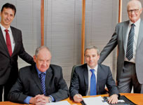 Left to right: Ingo Neuer: head of legal department Bosch Rexroth, Michael Burgess: CEO of Tesuco Holdings, Peter Daus: director regional management Bosch Rexroth and John Wingrove: group managing director of Hytec Holdings.